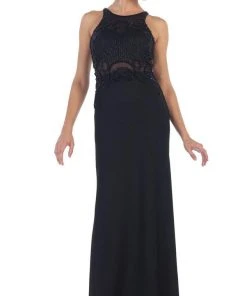 May Queen - RQ7475 Sleeveless Embellished Jersey Evening Gown Formal Gowns