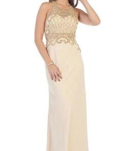 May Queen - RQ7475 Sleeveless Embellished Jersey Evening Gown Formal Gowns 16 May Queen - RQ7475 Sleeveless Embellished Jersey Evening Gown Formal Gowns