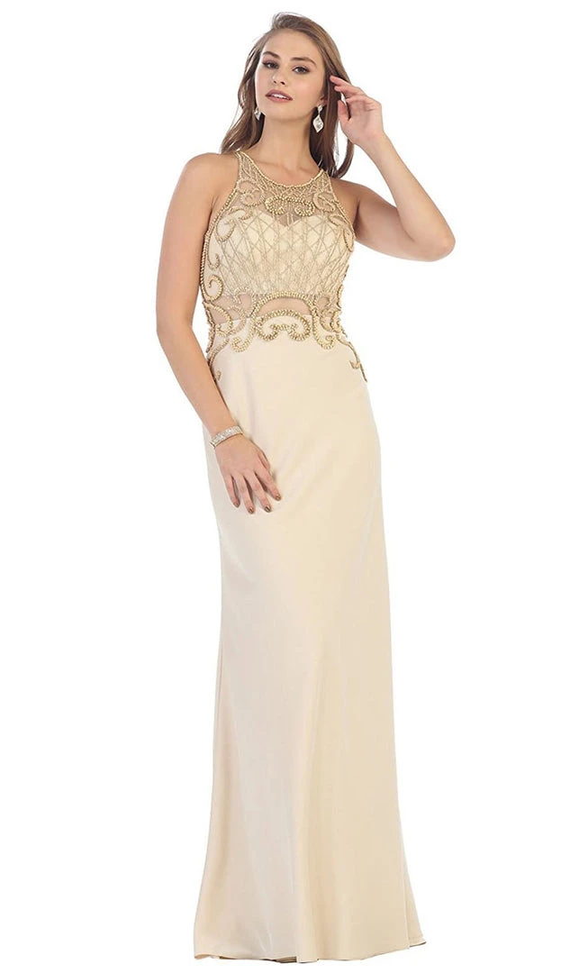 May Queen - RQ7475 Sleeveless Embellished Jersey Evening Gown Formal Gowns 9 May Queen - RQ7475 Sleeveless Embellished Jersey Evening Gown Formal Gowns