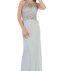 May Queen - RQ7475 Sleeveless Embellished Jersey Evening Gown Formal Gowns 14 May Queen - RQ7475 Sleeveless Embellished Jersey Evening Gown Formal Gowns