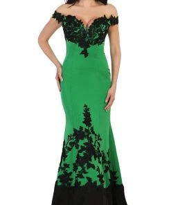 May Queen - RQ7499 Two Toned Off Shoulder Mermaid Gown Formal Gowns