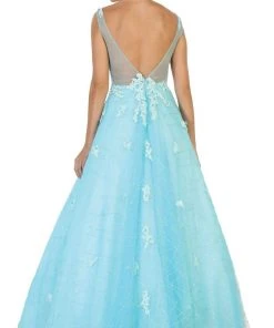 May Queen - RQ7513 Applique Illusion Bateau A-line Dress 9 May Queen - RQ7513 Applique Illusion Bateau A-line Dress