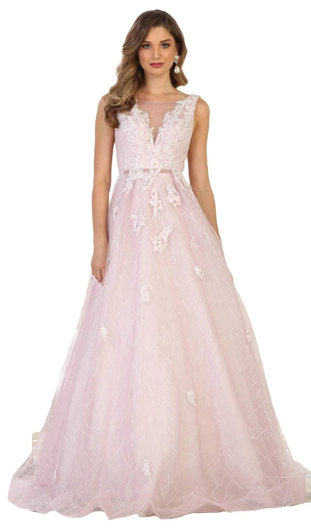 May Queen - RQ7513 Applique Illusion Bateau A-line Dress 7 May Queen - RQ7513 Applique Illusion Bateau A-line Dress
