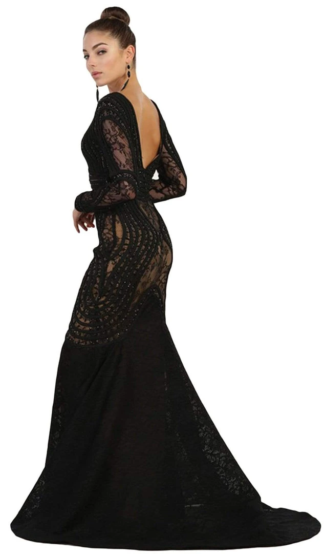 May Queen - RQ7515 Lace Embellished Bateau Mermaid Gown 5 May Queen - RQ7515 Lace Embellished Bateau Mermaid Gown