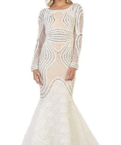 May Queen - RQ7515 Lace Embellished Bateau Mermaid Gown 12 May Queen - RQ7515 Lace Embellished Bateau Mermaid Gown