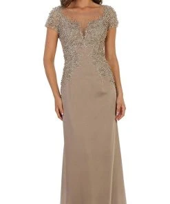 Formal Gowns May Queen - RQ7519 Embellished Illusion Bateau Sheath Mother Of The Bride Dress