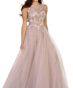 May Queen - RQ7527 Sleeveless Pearl Embellished Evening Gown Formal Gowns