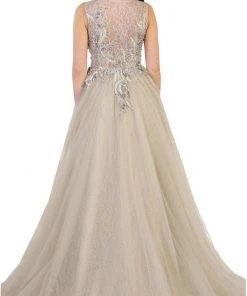 May Queen - RQ7527 Sleeveless Pearl Embellished Evening Gown Formal Gowns