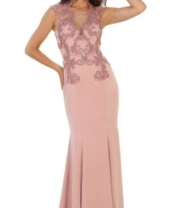 May Queen - RQ7534 Beaded Queen Anne Mermaid Gown Formal Gowns