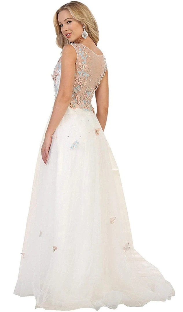 Formal Gowns May Queen - RQ7543 Embellished Illusion Bateau A-line Evening Gown 4 Formal Gowns May Queen - RQ7543 Embellished Illusion Bateau A-line Evening Gown