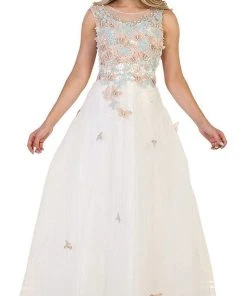 Formal Gowns May Queen - RQ7543 Embellished Illusion Bateau A-line Evening Gown