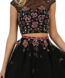 May Queen - RQ7559 Multicolored Embellished Two Piece A-line Dress