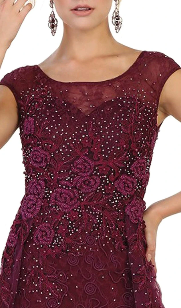 May Queen - RQ7568 Beaded Lace Illusion Bateau Sheath Mother Of The Bride Dress 6 May Queen - RQ7568 Beaded Lace Illusion Bateau Sheath Mother Of The Bride Dress