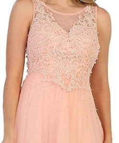 Formal Gowns May Queen - RQ7569 Embellished Illusion Scoop Lace A-line Mother Of The Bride Dress