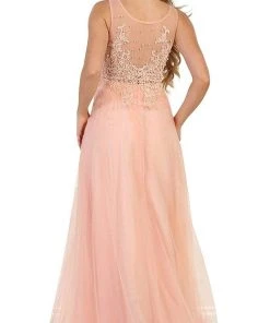 Formal Gowns May Queen - RQ7569 Embellished Illusion Scoop Lace A-line Mother Of The Bride Dress