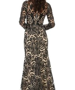 Formal Gowns May Queen - RQ7577 Long Sleeve Embroidered Evening Gown