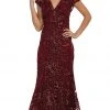 May Queen - RQ7585 Plunging V-neck Embellished Trumpet Mother Of The Bride Gown Formal Gowns