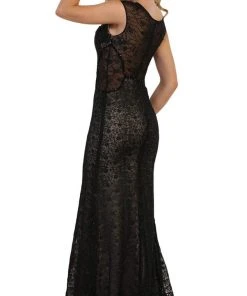 May Queen - RQ7628 Applique Cap Sleeve Bateau Trumpet Dress