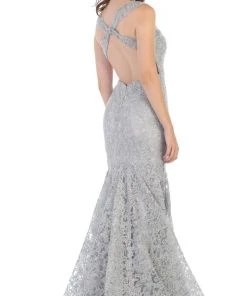 May Queen - RQ7635 Embellished Plunging V-neck Mermaid Dress 13 May Queen - RQ7635 Embellished Plunging V-neck Mermaid Dress