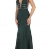 May Queen - RQ7638 Crystalline Tri-Band Plunging Trumpet Gown