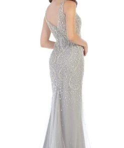 May Queen - RQ7650 Crystal Beaded V-neck Sheath Dress 8 May Queen - RQ7650 Crystal Beaded V-neck Sheath Dress