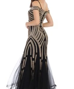 May Queen - RQ7651 Sequin Embellished Off-Shoulder Mermaid Gown