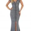 May Queen - RQ7654 Applique Deep V-neck Trumpet Dress 2 May Queen - RQ7654 Applique Deep V-neck Trumpet Dress