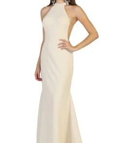 Formal Gowns May Queen - RQ7664 Sleeveless High Halter Trumpet Dress