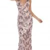 May Queen - RQ7666 Sequined Plunging V-Neck Sheath Gown 1 May Queen - RQ7666 Sequined Plunging V-Neck Sheath Gown