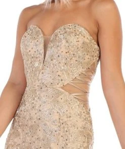 Formal Gowns May Queen - RQ7682 Embellished Deep Sweetheart Mermaid Dress