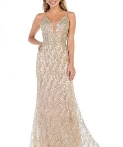 May Queen - RQ7683 Embellished Deep V-neck Trumpet Dress Formal Gowns 7 May Queen - RQ7683 Embellished Deep V-neck Trumpet Dress Formal Gowns