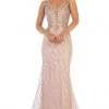 May Queen - RQ7683 Embellished Deep V-neck Trumpet Dress Formal Gowns