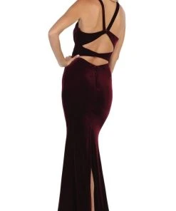 May Queen - RQ7693 Multi-Cutout Velvet Sheath Gown Formal Gowns