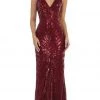 Formal Gowns May Queen - RQ7695 Embellished Plunging V-neck Sheath Dress