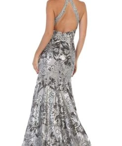 May Queen - RQ7698 Sequin Embroidered Halter Gown Formal Gowns