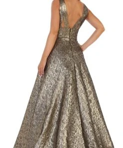 May Queen - RQ7701 Deep V-neck Pleated Ballgown With Train Formal Gowns 9 May Queen - RQ7701 Deep V-neck Pleated Ballgown With Train Formal Gowns