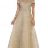 Formal Gowns May Queen - RQ7722 Embellished Off-Shoulder A-line Dress