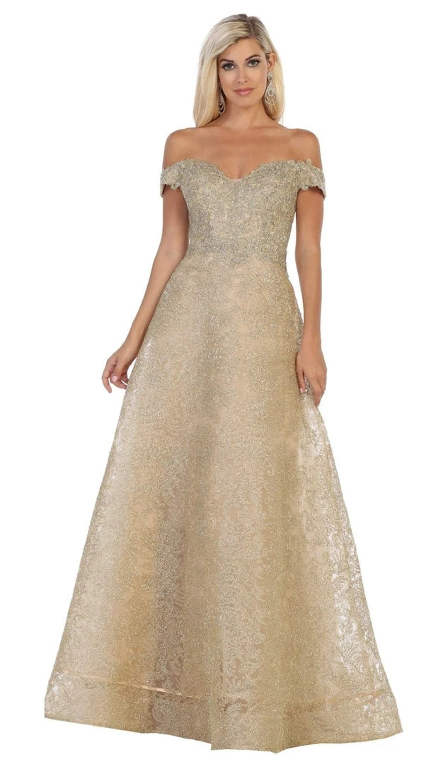 Formal Gowns May Queen - RQ7722 Embellished Off-Shoulder A-line Dress 3 Formal Gowns May Queen - RQ7722 Embellished Off-Shoulder A-line Dress