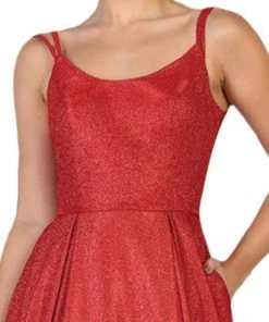 Formal Gowns May Queen - RQ7726 Scoop Pleated A-Line Evening Gown