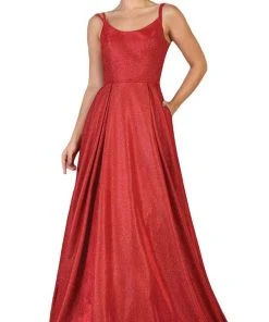Formal Gowns May Queen - RQ7726 Scoop Pleated A-Line Evening Gown