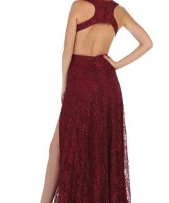 Formal Gowns May Queen - RQ7736 Glitter Lace Double High Slit Gown