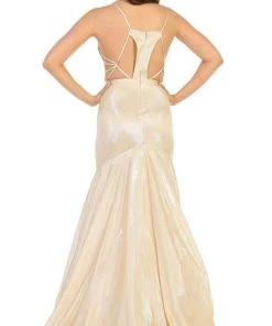 May Queen - RQ7739 Strappy Plunging V-Neck Trumpet Dress Formal Gowns