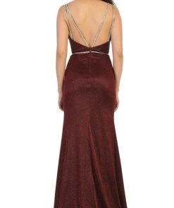 May Queen - RQ7758 Plunging Sweetheart Sheath Dress Formal Gowns