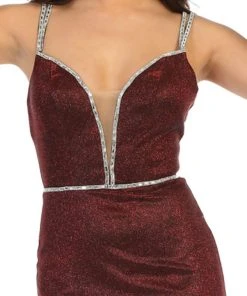 May Queen - RQ7758 Plunging Sweetheart Sheath Dress Formal Gowns