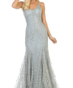 May Queen - RQ7763 Embellished Plunging V-neck Trumpet Dress Formal Gowns 13 May Queen - RQ7763 Embellished Plunging V-neck Trumpet Dress Formal Gowns