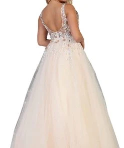 May Queen - RQ7765 Bead Embellished Illusion A-Line Gown Plus Size Dresses 8 May Queen - RQ7765 Bead Embellished Illusion A-Line Gown Plus Size Dresses