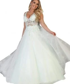 May Queen - RQ7765 Bead Embellished Illusion A-Line Gown Plus Size Dresses 11 May Queen - RQ7765 Bead Embellished Illusion A-Line Gown Plus Size Dresses