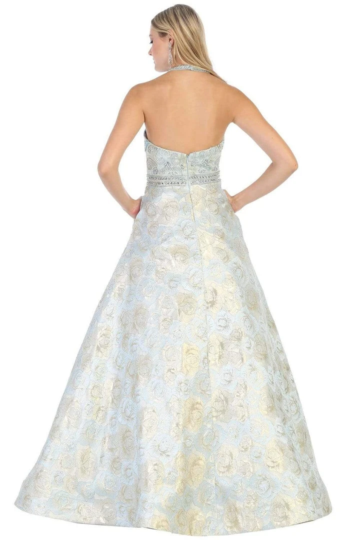 May Queen - RQ7772 Embroidered Halter Ballgown 4 May Queen - RQ7772 Embroidered Halter Ballgown