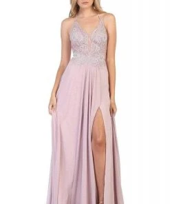 May Queen - RQ7781 Embellished Sleeveless Evening Gown - 1 Pc Ivory In Size 4 Available