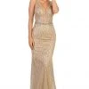 May Queen - RQ7783 Embellished Deep V-neck Trumpet Dress